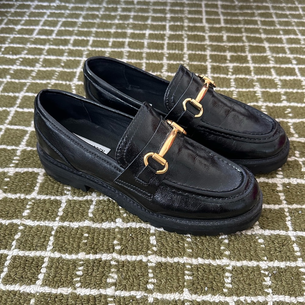 Steve Madden Black Platform Loafers Size 7.5